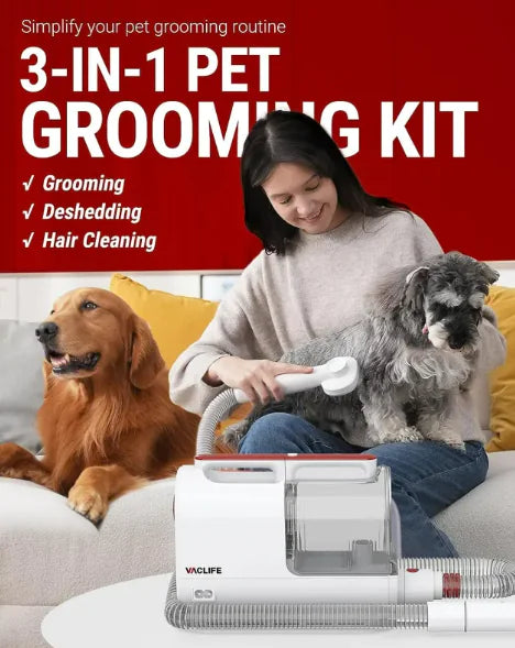 Pet Hair Vacuum and Grooming Kit with Dog Clipper